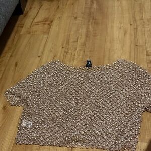 Windsor Beaded Crop Top - Tan